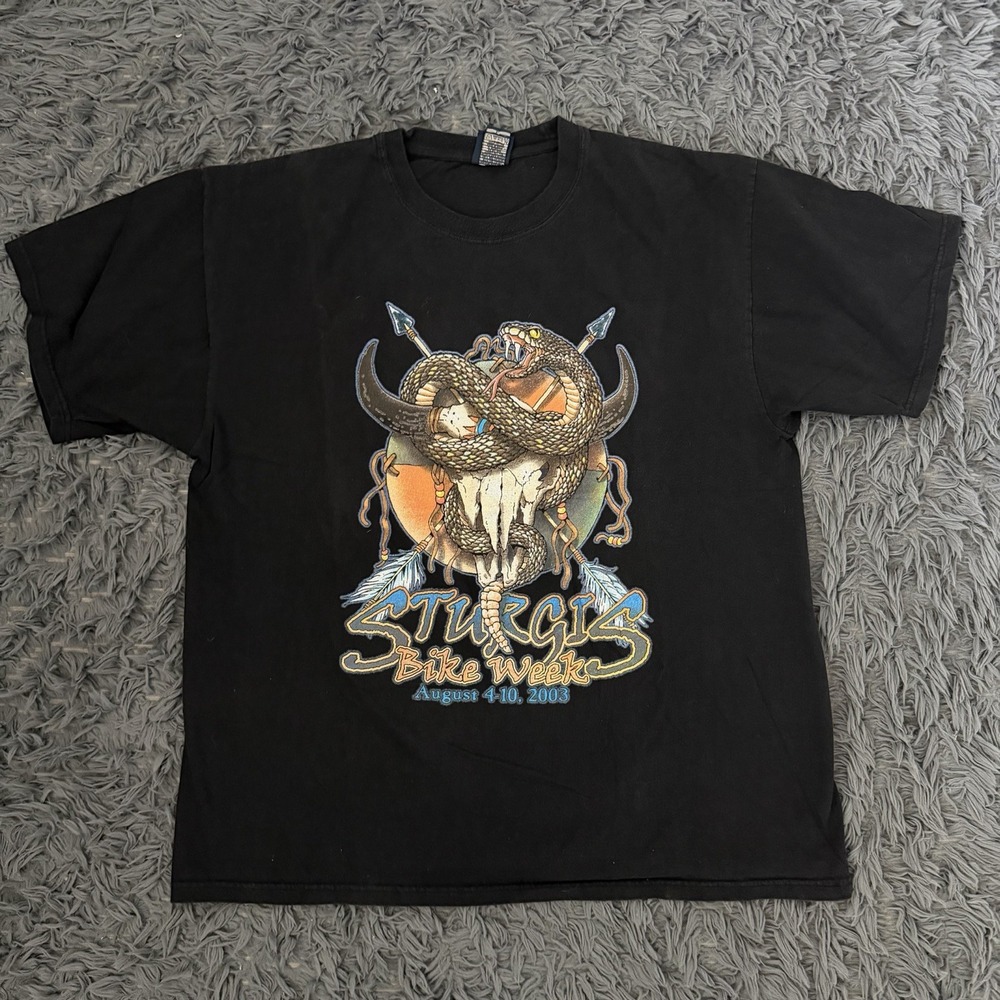 Vintage Sturgis Snake Skull Bike Week Shirt Men's Size Xl Biker Chopper Thrashed